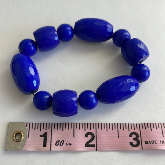 Elastic Adjustable Electric ⚡️ Blue Bead Bracelet - Picture 2 of 2